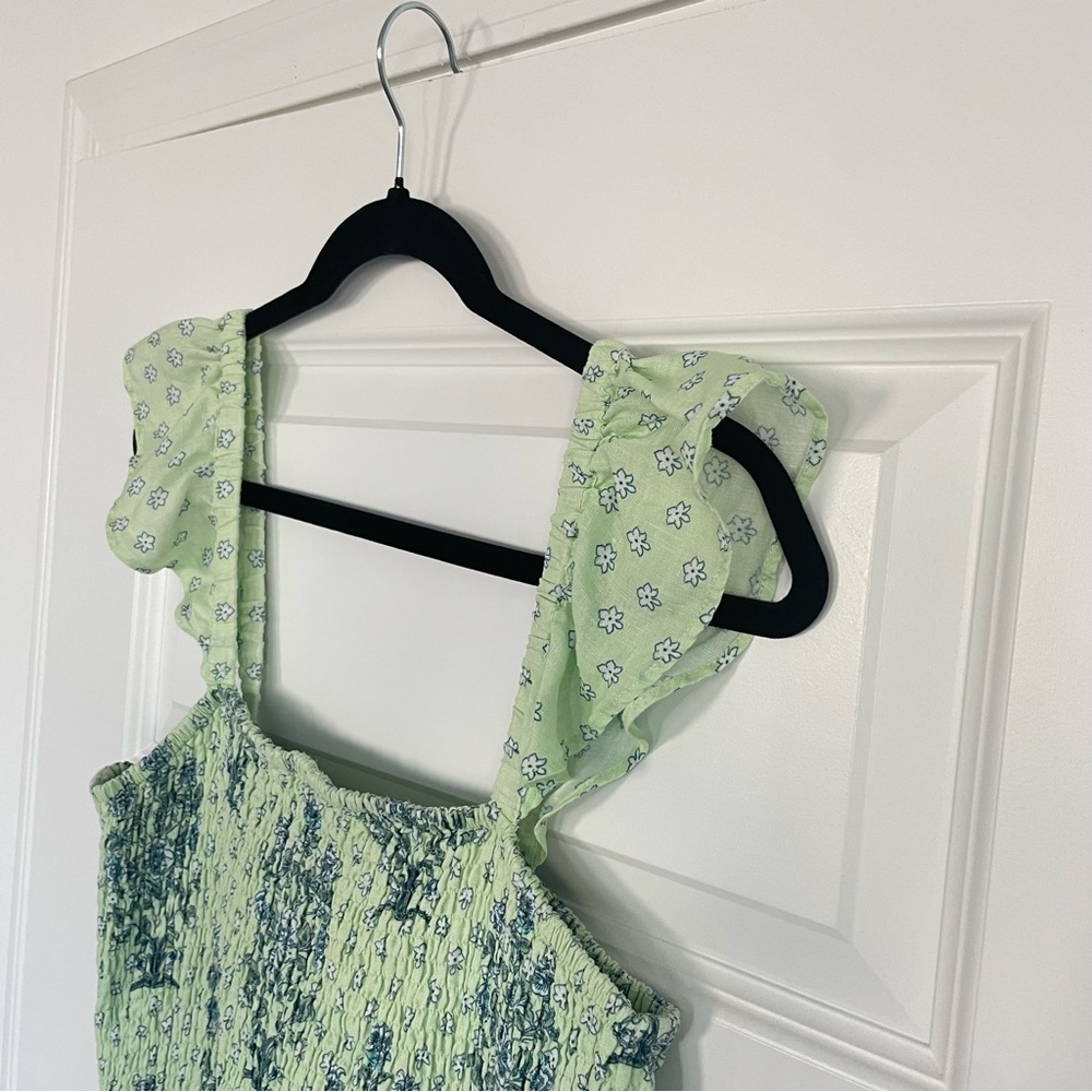 Roller Rabbit Cotton Midi Floral Smocked Waist Tank Dress - Picture 4 of 10